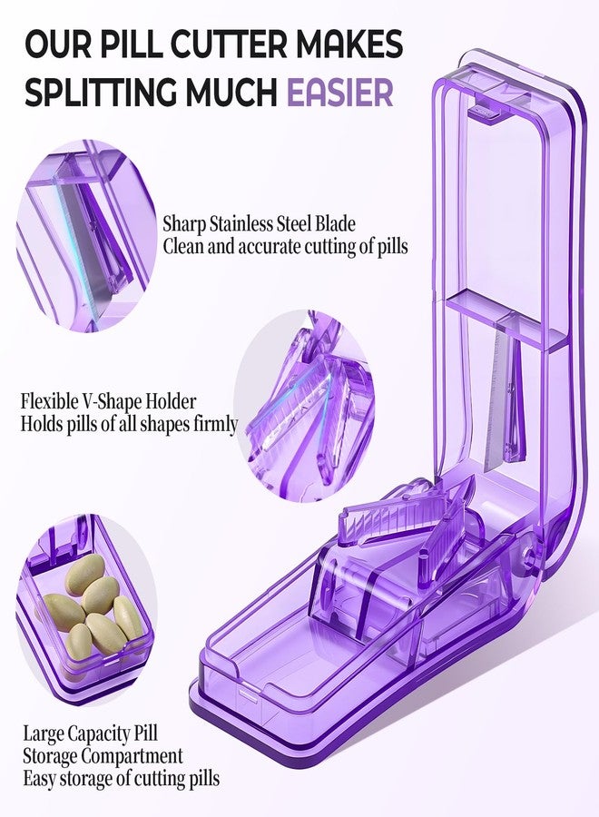 Daviky 2PCS Pill Cutter - Professional Pill Splitter for Small & Tiny Pills - Purple - Image 2
